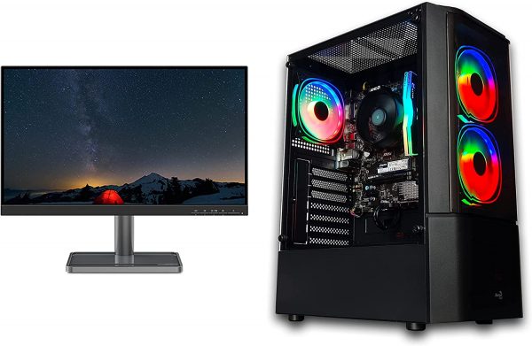 2FR Combo AMD Gaming Computer PC + 22inch Monitor With Ryzen 5 5600G, 16GB DDR4, Integrated Radeon Graphics, 500GB NVME M.2 SSD, 1TB HDD, Windows 10 pro, Desktop with 1 Year Warranty