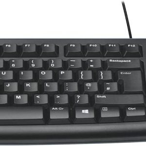 Logitech K120 Wired Keyboard for Windows, USB Plug and Play, Full Size, Spill Resistant, Curved Space bar PC / Laptop, English Layout Black
