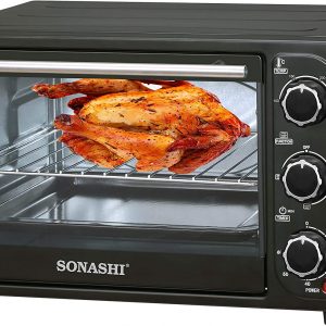 SONASHI STO-730 Electric Oven – 21L, Countertop Electric Oven with Stainless Steel Heating Element, Inside Lamp, Indicator Light, Wire Rack, Tray Handle | Kitchen Electronic Appliances