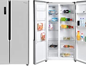 Super General 600 Liters Gross Side-By-Side Refrigerator-Freezer, Digital Control, Silver, SGR-710-SBS, 90.5 x 59.5 x 177 cm, 1 Year Warranty