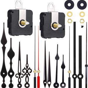 2 Pieces High Torque Long Shaft Clock Movement Mechanism with 5 Different Pairs of Hands DIY Clock Repair Parts Replacement