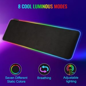 Rgb Gaming MoUSe Pad, Extra Large Soft Led Extended MoUSe Pad, Anti-Slip Rubber Base Computer Keyboard Mat - Image 3
