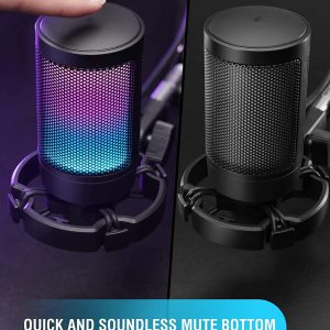 Gaming USB Microphone for PC PS5, FIFINE Condenser Mic with Quick Mute, RGB Indicator, Tripod Stand, Pop Filter, Shock Mount, Gain Control for Streaming Discord Twitch Podcasts Videos- AmpliGame - Image 2