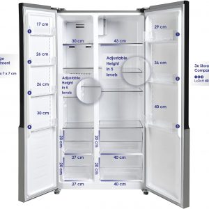 Super General 600 Liters Gross Side-By-Side Refrigerator-Freezer, Digital Control, Silver, SGR-710-SBS, 90.5 x 59.5 x 177 cm, 1 Year Warranty - Image 2