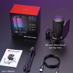 Gaming USB Microphone for PC PS5, FIFINE Condenser Mic with Quick Mute, RGB Indicator, Tripod Stand, Pop Filter, Shock Mount, Gain Control for Streaming Discord Twitch Podcasts Videos- AmpliGame - Image 3