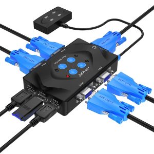 MT-VIKI VGA KVM Switch 2 Port with 3 USB Hub, 1080P Video KVM Switcher, 2 Computers Share One Monitor Keyboard Mouse Printer/U disk