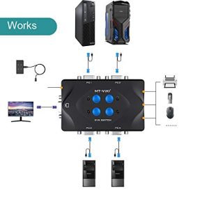 MT-VIKI VGA KVM Switch 2 Port with 3 USB Hub, 1080P Video KVM Switcher, 2 Computers Share One Monitor Keyboard Mouse Printer/U disk - Image 3