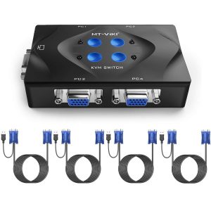 MT-VIKI VGA KVM Switch 2 Port with 3 USB Hub, 1080P Video KVM Switcher, 2 Computers Share One Monitor Keyboard Mouse Printer/U disk - Image 2