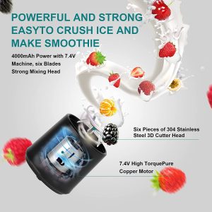 XVersion Mini 500ml Portable Personal Blender High Speed Smoothie Maker Mixer Shakes Juicer Machine - Black - Image 2